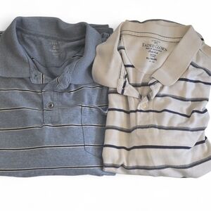 Faded Glory Mens Striped Polo Shirts - Blue and Cream XL